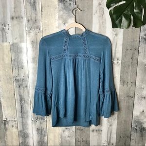Lily White Bohemian Bell Sleeve Crochet Blouse